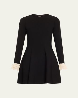 Valentino Garavani Long-Sleeve Ruffle-Cuff Mini Dress