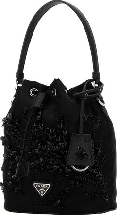 Prada Womens Black Nylon Bucket Bag Nero Poliammide Riciclata-Vitello Borse A Secchiello