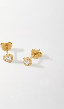 Edge of Ember Solid Gold Heart White Sapphire Stud Earrings in Metallic Gold at Nordstrom