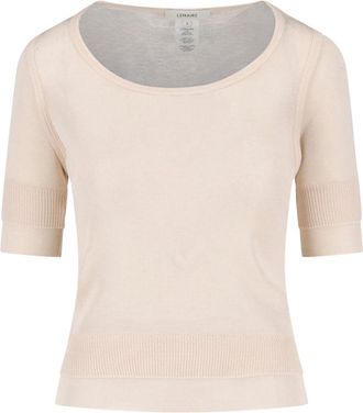 Christophe Lemaire Cream Viscose Silk Three-Quarter Sleeve T-Shirt
