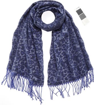 Lascana Schal LASCANA, Damen, blau (blau, grau), Strick, Kunstfaser, Animalmuster, gemustert, Modet&uuml;cher Schal, Winterschal, Damenschal, Modeschal, Fransensch