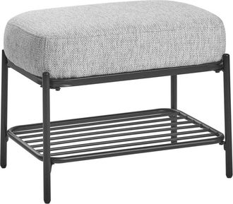 Beliani Shoe Bench Grey Fabric Upholstered Hallway Bench with Shelf Padded Seat TRUCKEE