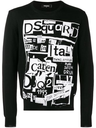Dsquared2 logo print jumper - men - Wool/Acrylic - M - Black