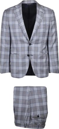 Scuderi Grey Checkered Virgin Wool Tailored Suit