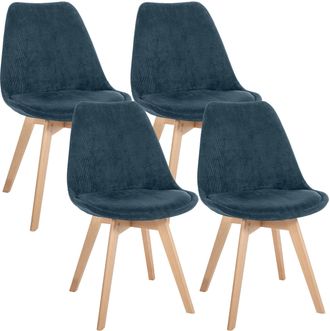 Clp Set De 4 Sillas De Comedor Linares Azul Oscuro Pana