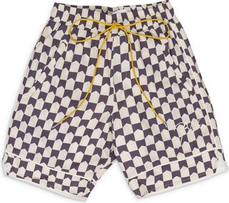 Rhude WHITE CHECKERED PJ SHORTS