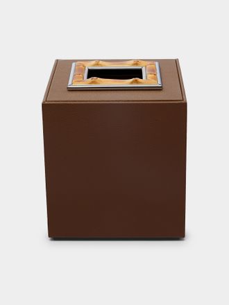 Lorenzi Milano Bamboo and Leather Tissue Box