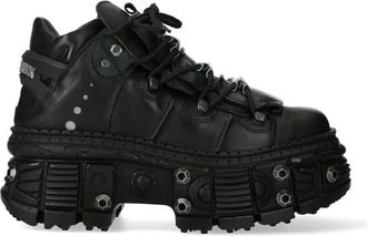 New Rock Goth Leather Ankle Boots-WALL106-S25