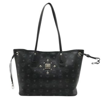 MCM Pre-owned Tote Bags, female, Black, Size: ONE SIZE Pre-owned Visetos PVC Leather Tote Bag