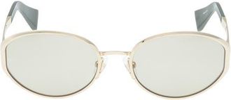 Rag & Bone 55mm Oval Sunglasses in Gold /Olive Green /Olive at Nordstrom