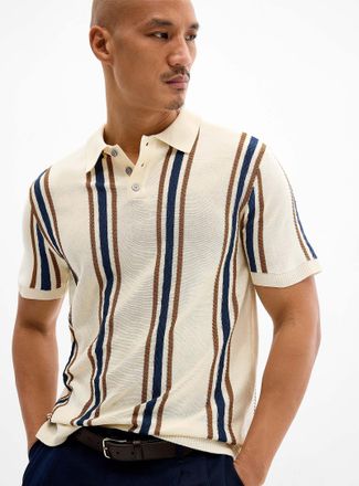 Le 31 Mens Retro stripe Polo Shirt