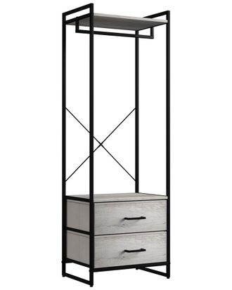 Sorbus 70In Greige Clothing Rack With Drawers
