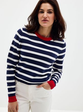 Contemporaine Womens Contrasting trim striped sweater