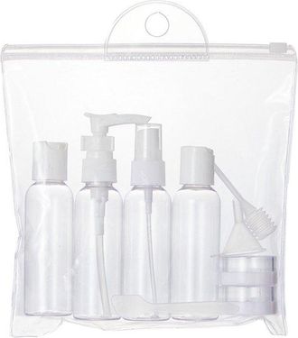 OEM Juego De 9 Tazas De Viaje Para L&iacute;quidos, Botellas A Prueba De Fugas, Ideales Para Champ&uacute;, Cremas En Gel Y Cosm&eacute;ticos, Color Blanco
