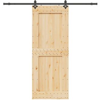 vidaXL Vidaxl - Puerta Corredera Con Herrajes Madera Maciza De Pino 90x210 Cm