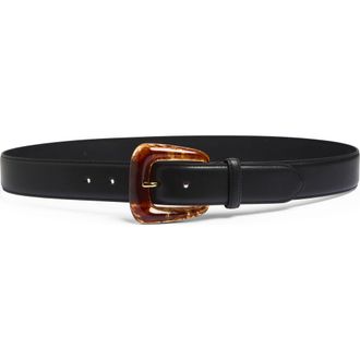 Veronica Beard Resin Buckle Leather Belt in Black at Nordstrom, Size X-Small
