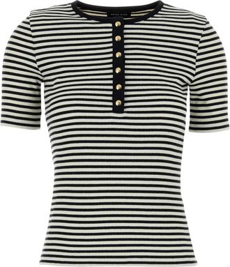 Anine Bing Embroidered Stretch Cotton Alessia T Shirt