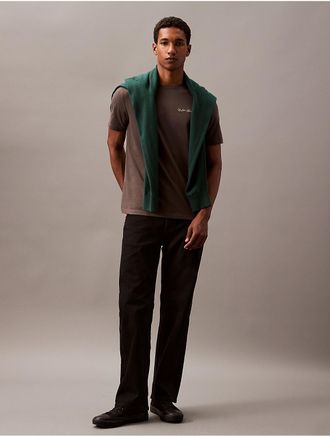 Calvin Klein Jeans Calvin Klein Mens Script Logo Classic Crewneck T-Shirt - Grey - XS