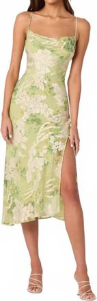 Astr Gaia Burnout Velvet Cowl Midi Dress In Light Green Floral