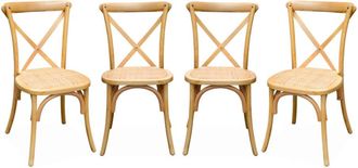 Sweeek Silla de bistr&oacute; vintage de madera, set de 4, natural