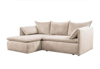 Vente-Unique Sof&aacute; cama rinconera de pana beige TEODORA de PASCAL MORABITO - &Aacute;ngulo izquierdo