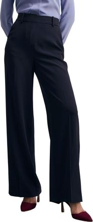 The Fold Adelaide Clever Crepe Wide Leg Trousers in Navy at Nordstrom, Size 8
