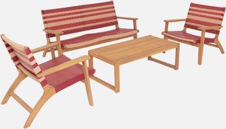 Sweeek Conjunto De Jard&iacute;n De Madera De Acacia Y Resina, 4 Plazas
