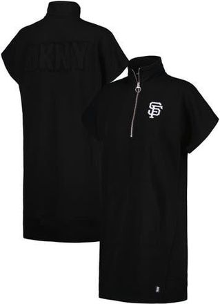 DKNY Womens DKNY Sport Black San Francisco Giants Emily Quarter-Zip Sneaker Dress at Nordstrom, Size Medium
