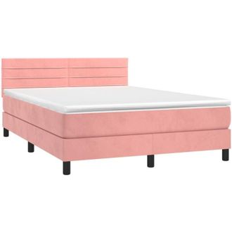 vidaXL Vidaxl - Cama Box Spring Con Colch&oacute;n Terciopelo Rosa 140x200 Cm