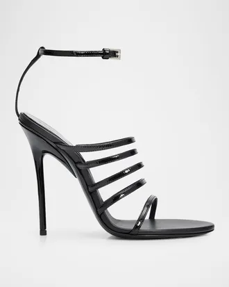 Alaia 110mm Strappy Patent Leather Sandals