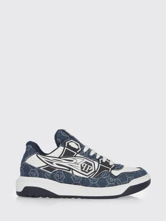 Philipp Plein Moonwalker Denim and Leather Sneakers