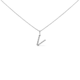 House of Brilliance Sterling Silver Diamond Accent C Initial Pendant Necklace