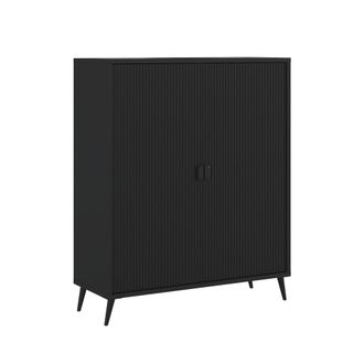 Oresteluchetta Mueble alto 2 puertas black con tiradores y patas negras 130x104