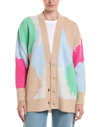 Fort&eacute; Cashmere Lofty Intarsia Alpaca-Blend Cardigan