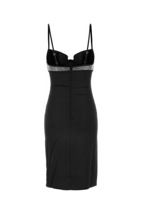 Os&eacute;ree Womens Black Stretch Satin Dress Exterior: Polyester Elastane Abiti