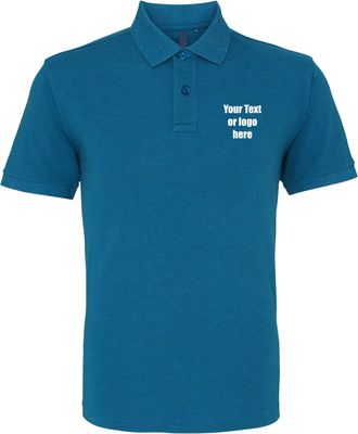 Generic Personalised Embroidered 100% Ringspun Combed Cotton Your Text Logo Unisex Polo Shirt Tee Top Custom Name Text Customised Workwear Cotton Polo Cotton 