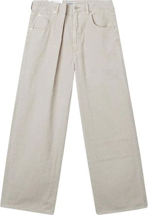 A Gold E Ribfluwelen denim broek met plooien - Beige