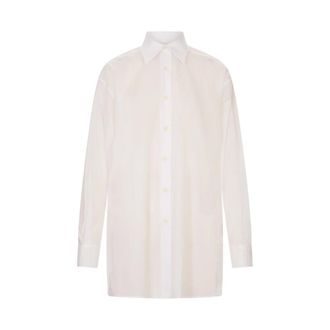 Jil Sander Shirts, female, White, Size: 2XL Embroidered Cotton Muslin Shirt