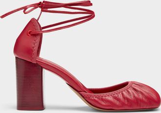 Christophe Lemaire Womens Red leather lace-up heeled ballet flats