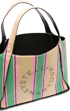 Stella McCartney Stella Logo striped raffia tote bag
