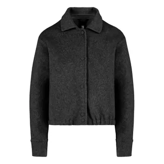 Bomboogie Chaqueta de Lana con Efecto Alpaca - Jackets - Mujer - Negro - L