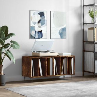 vidaXL Mueble Discos Madera Contrachapada Roble Ahumado 100x38x48 Cm Vidaxl