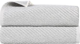 Superior Set Of 2 Amelia Medium Weight Diagonal Stripes Bath Sheets
