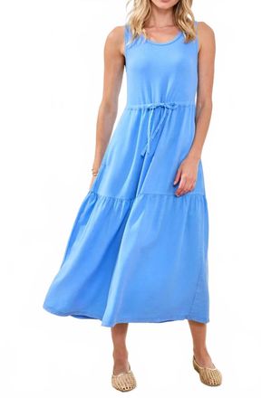 Tribal Mixmedia Sleeveless Boatneck Dress In Sky