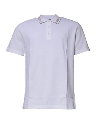 Versace White Viscose Collared Men Polo Short Sleeves T-Shirt Polyester