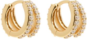 Astrid & Miyu Illusion Crystal-embellished Hoop Earrings - Gold - One Size