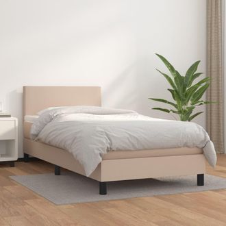 vidaXL Cama Box Spring Con Colch&oacute;n Cuero Sint&eacute;tico Capuchino 100x200cm Vidaxl