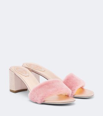 Rene Caovilla Mules de piel adornados