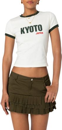 Edikted Kyoto Graphic Baby Tee in Beige at Nordstrom, Size X-Small