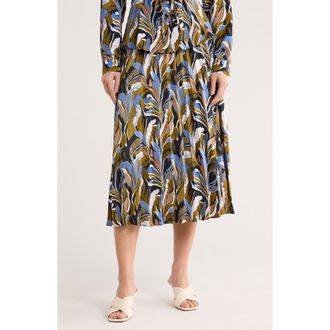 Adrianna Papell Printed Midi Skirt in Citron Periwinkle Floral at Nordstrom Rack, Size X-Small